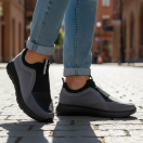 1106 Gri Hakiki Deri Erkek Sneakers