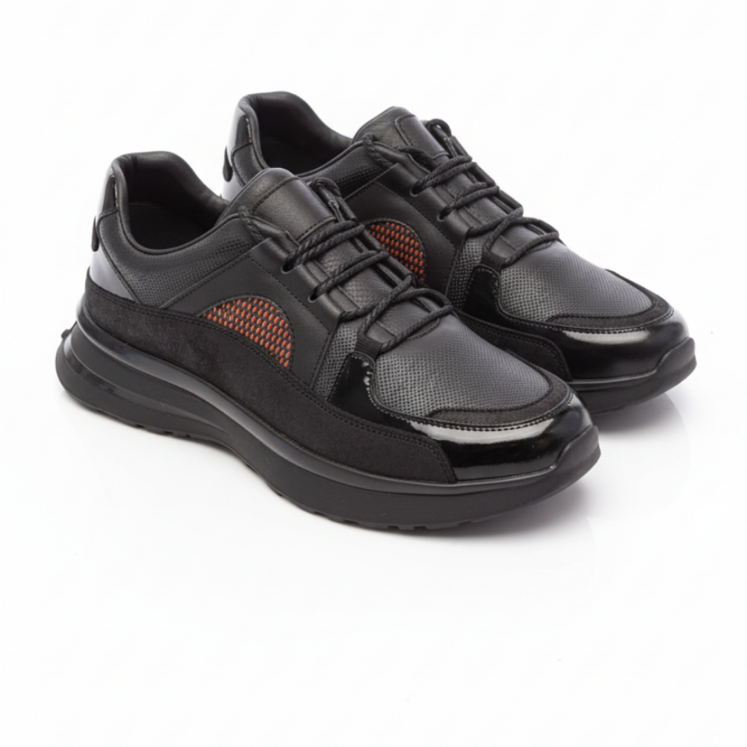 2021 Siyah Hakiki Deri Erkek Sneakers