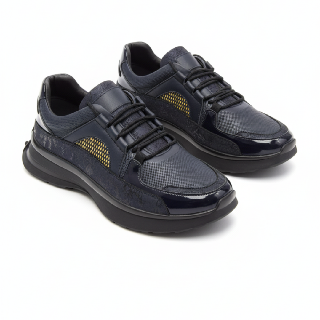 2021 Lacivert Hakiki Deri Erkek Sneakers