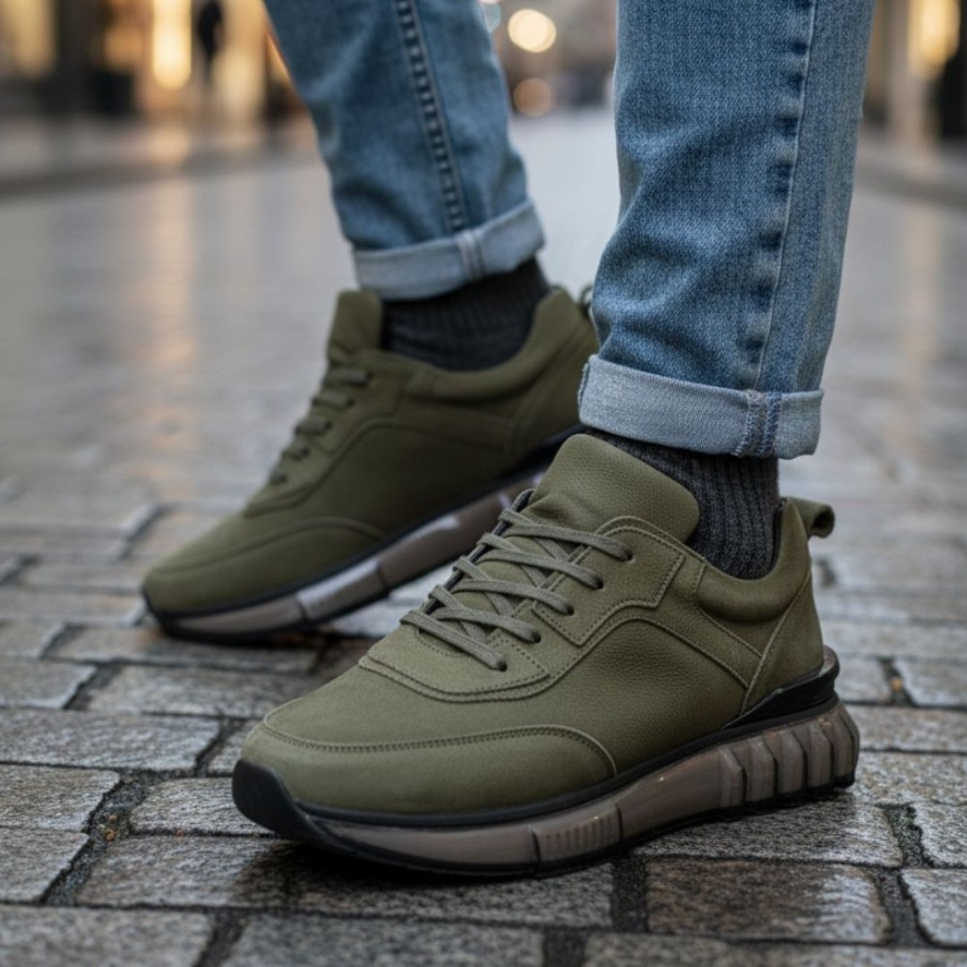 10000 Haki Hakiki Deri Erkek Sneakers