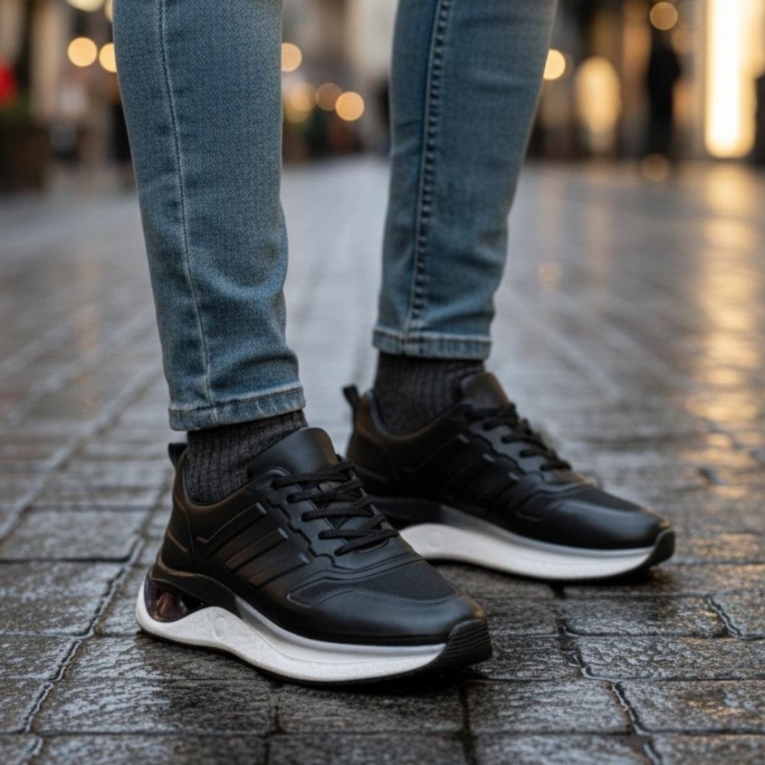 1011 Siyah Eva Hakiki Deri Erkek Sneakers