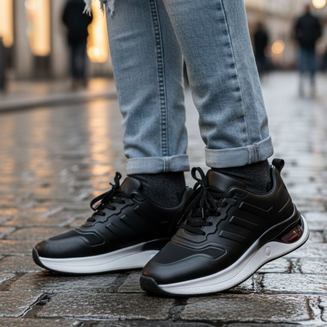 1011 Siyah Eva Hakiki Deri Erkek Sneakers