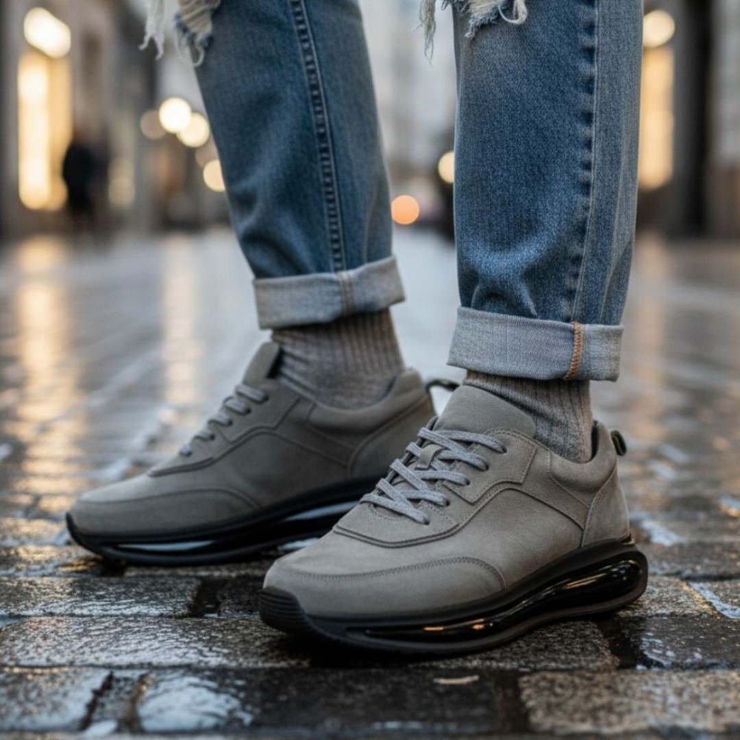 10000 Füme Siyah Taban Hakiki Deri Erkek Sneakers