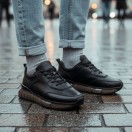 10000 Siyah Cilt Hakiki Deri Erkek Sneakers