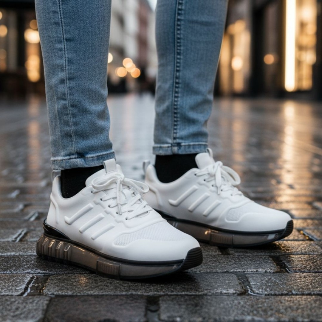 1011 Beyaz Hakiki Deri Erkek Sneakers