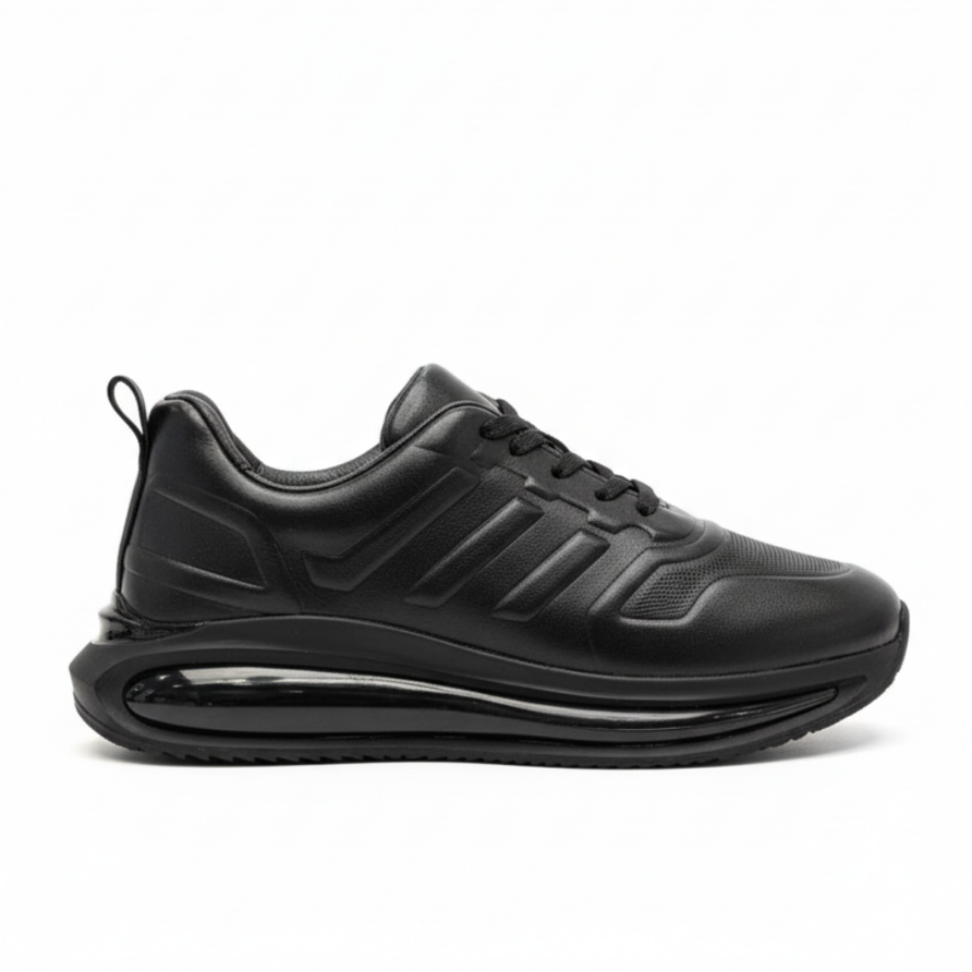 1011 Siyaha Siyah Hakiki Deri Erkek Sneakers