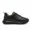 1011 Siyaha Siyah Hakiki Deri Erkek Sneakers