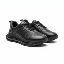 1011 Siyaha Siyah Hakiki Deri Erkek Sneakers