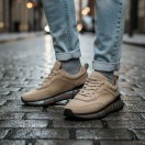 10000 Bej Hakiki Deri Erkek Sneakers