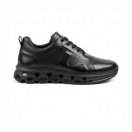 1012 Piramit Siyah Cilt Hakiki Deri Erkek Sneakers