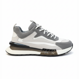 1099 Beyaz Füme Nubuk Hakiki Deri Erkek Sneakers