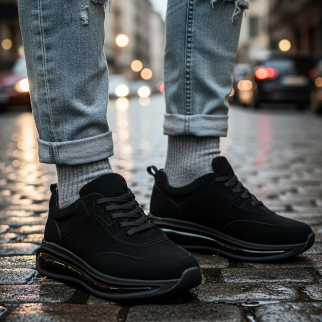 10000 Siyah Nubuk Hakiki Deri Erkek Sneakers