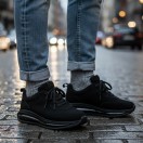 10000 Siyah Nubuk Hakiki Deri Erkek Sneakers