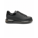 1051 Siyah Mat Boğumlu Hakiki Deri Erkek Sneakers