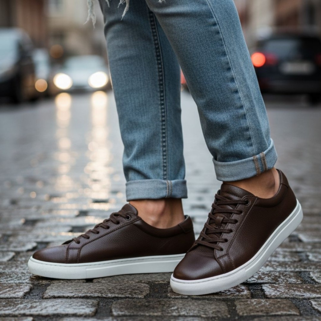 4253 Kahve Hakiki Deri Erkek Sneakers