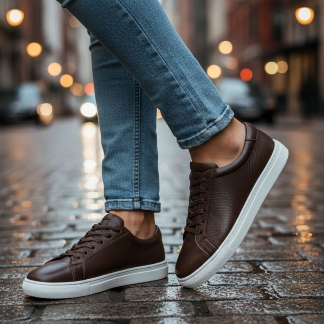 4253 Kahve Hakiki Deri Erkek Sneakers