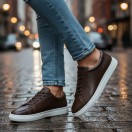 4253 Kahve Hakiki Deri Erkek Sneakers