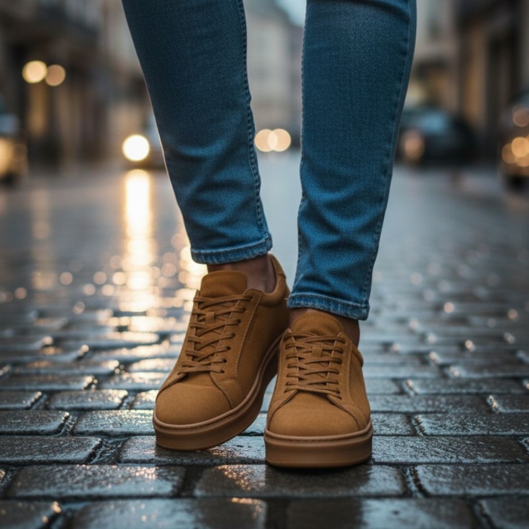 4226 Taba Nubuk Hakiki Deri Erkek Sneakers