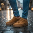 4226 Taba Nubuk Hakiki Deri Erkek Sneakers