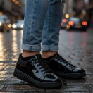 1051 Siyah Rugan Hakiki Deri Erkek Sneakers