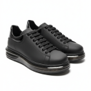 1051 Siyah Mat Boğumlu Hakiki Deri Erkek Sneakers