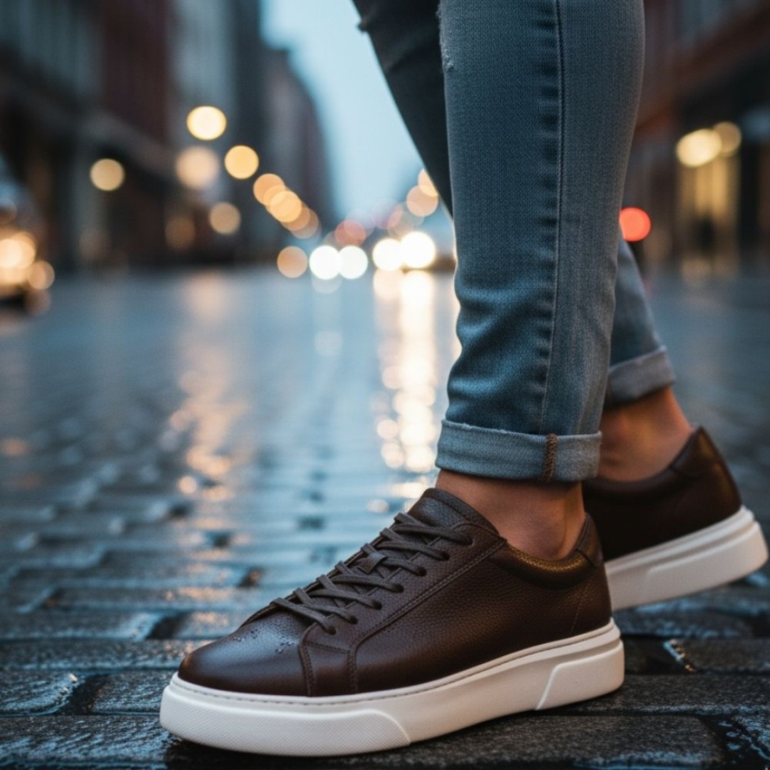 1090 Beyaz Cilt Hakiki Deri Erkek Sneakers