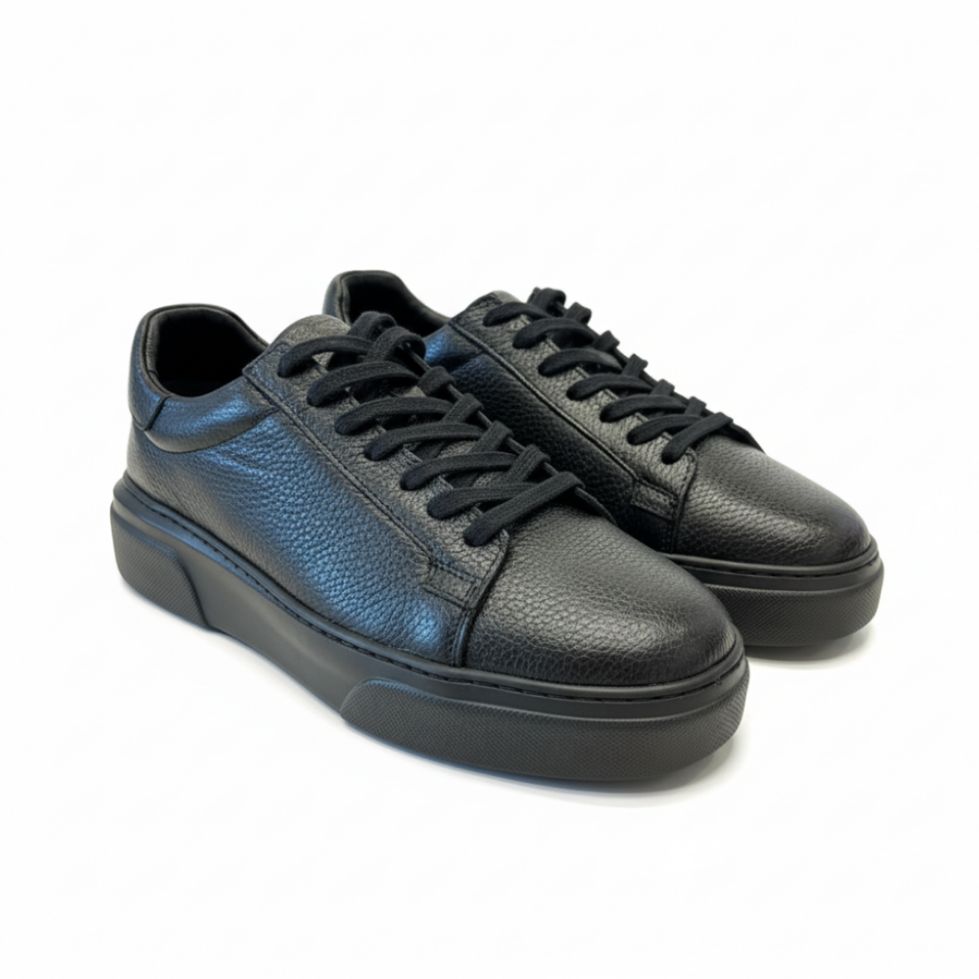 1090 Siyah Cilt - Siyah Taban Hakiki Deri Erkek Sneakers
