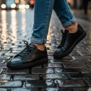 4220 Siyah Dikiş Detaylı Hakiki Deri Erkek Sneakers