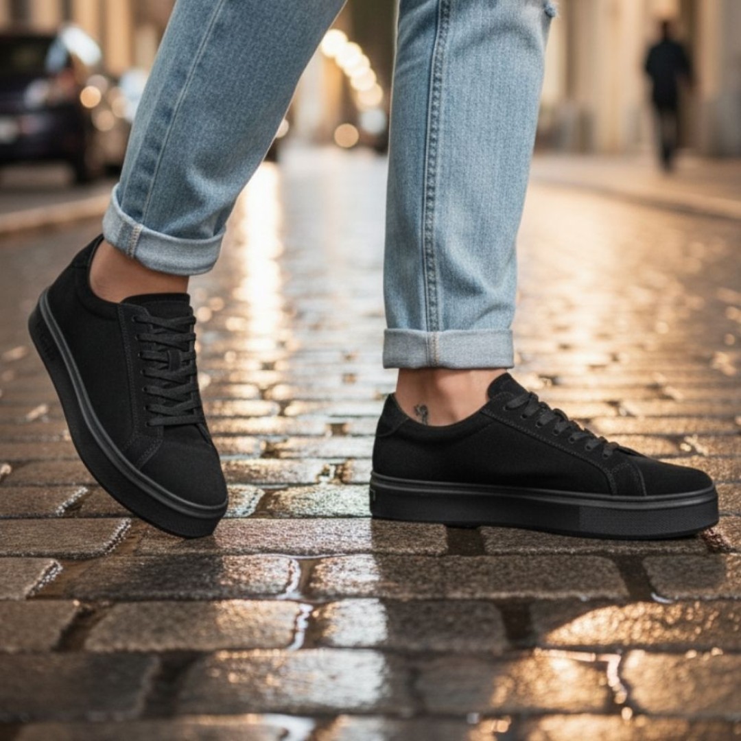 4226 Siyah Nubuk Hakiki Deri Erkek Sneakers