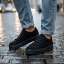 4226 Siyah Nubuk Hakiki Deri Erkek Sneakers