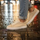 4253 Bej Hakiki Deri Erkek Sneakers