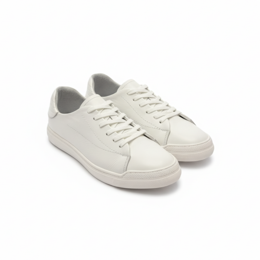 4220 BEYAZ DİKİŞ DETAYLI HAKİKİ DERİ ERKEK SNEAKERS - ERKEK SPOR AYAKKABI