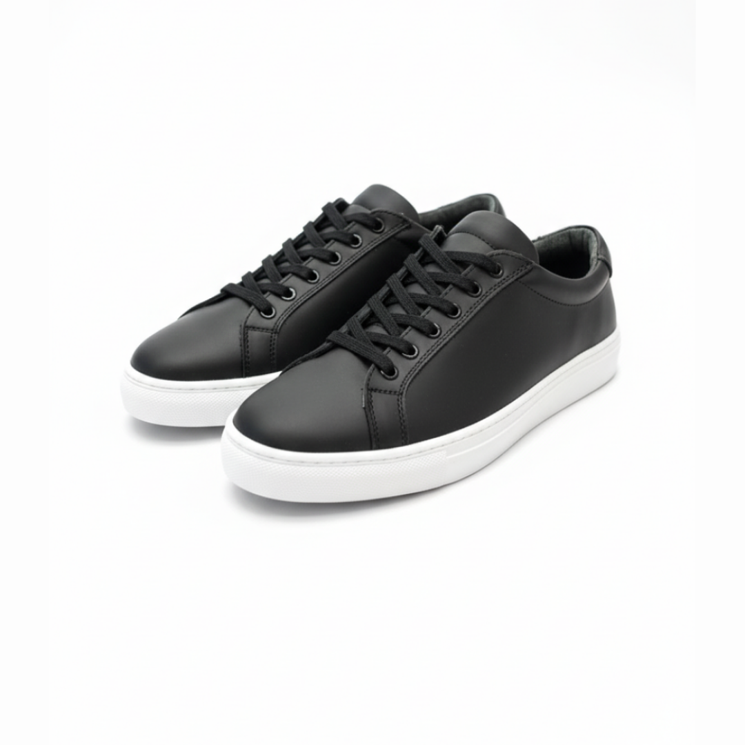 4253 Mat Siyah Hakiki Deri Erkek Sneakers