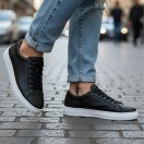 4253 Mat Siyah Hakiki Deri Erkek Sneakers