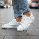 4253 Beyaz Mat Hakiki Deri Erkek Sneakers
