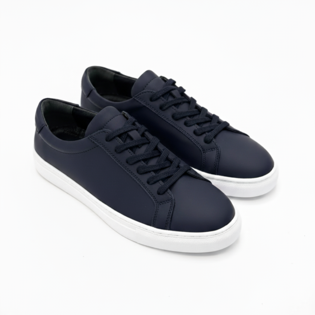 4253 Mat Lacivert Hakiki Deri Erkek Sneakers