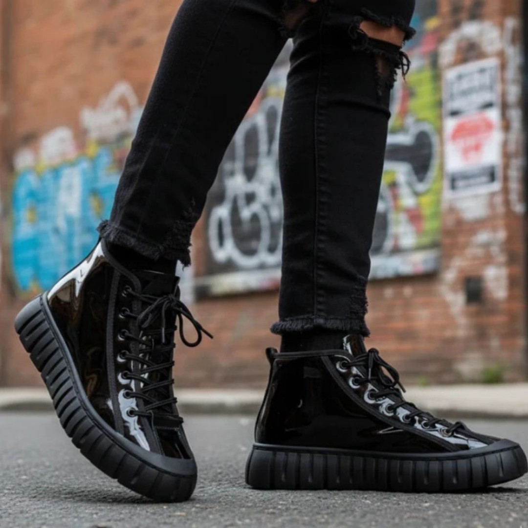 1085 Siyah Rugan Nubuk Hakiki Deri Erkek Bot