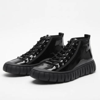 1085 Siyah Rugan Nubuk Hakiki Deri Erkek Bot