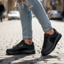 Paris Siyah Mat Rugan Detaylı Hakiki Deri Erkek Sneakers