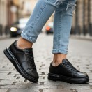 Paris Siyah Gri Detaylı Hakiki Deri Erkek Sneakers