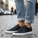 4253 Siyah Hakiki Deri Erkek Sneakers