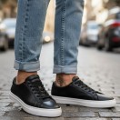 4253 Siyah Hakiki Deri Erkek Sneakers