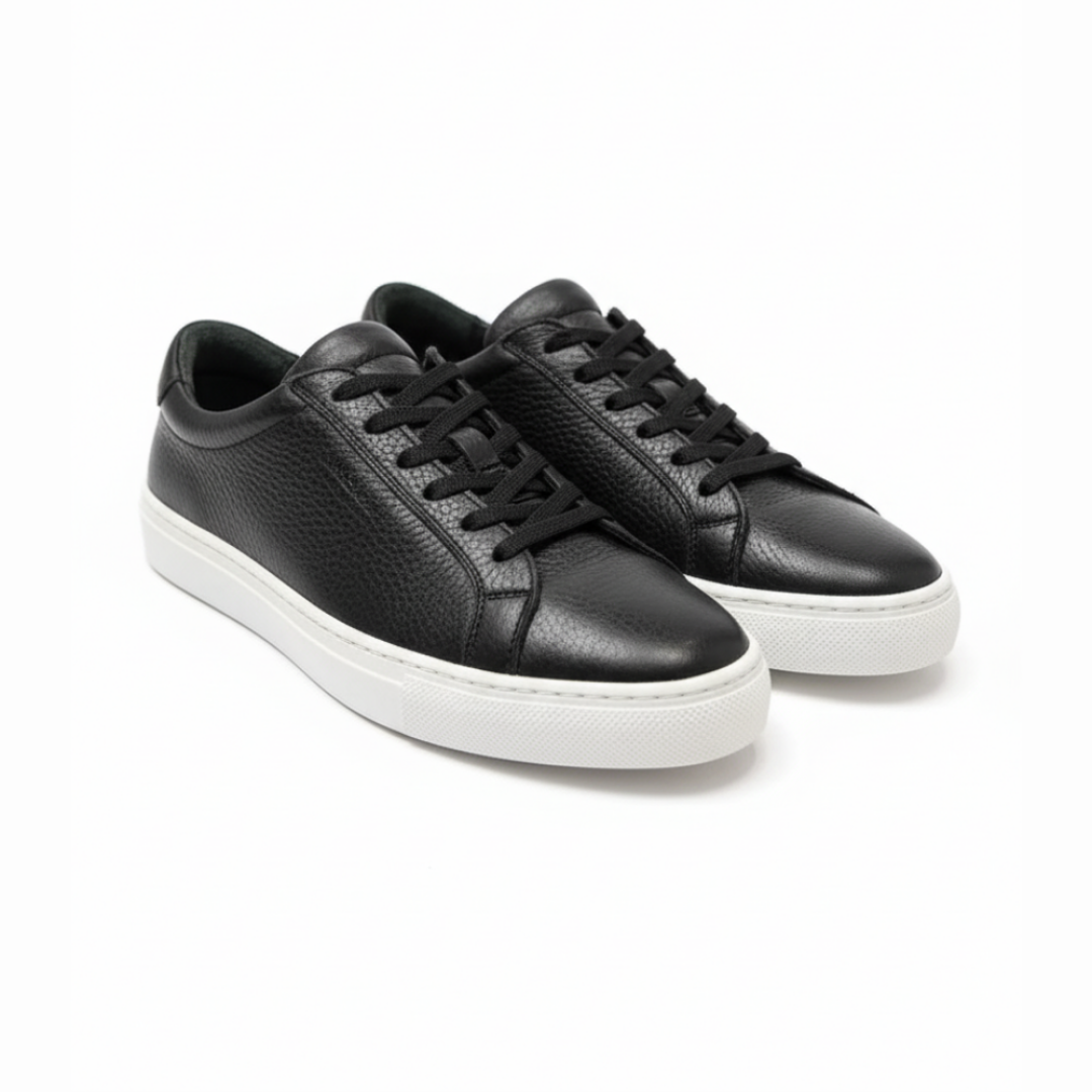 4253 Siyah Hakiki Deri Erkek Sneakers