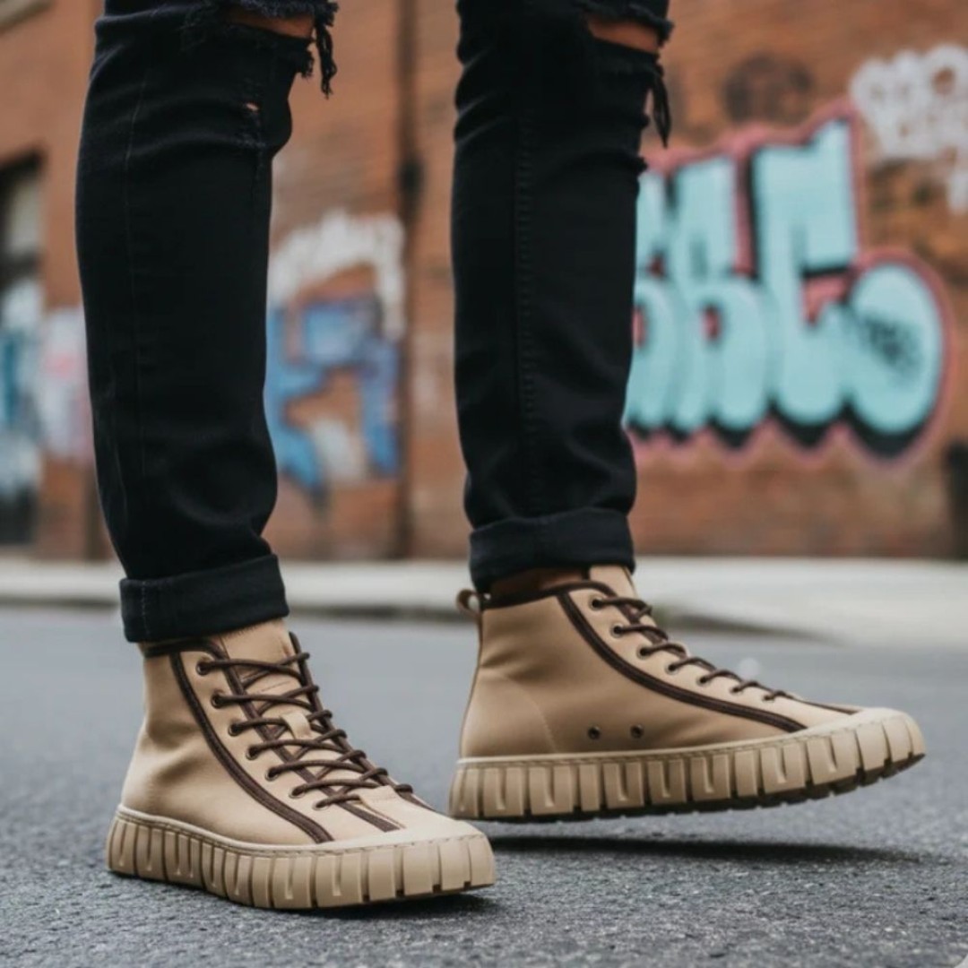 1085 Bej Nubuk Hakiki Deri Erkek Bot