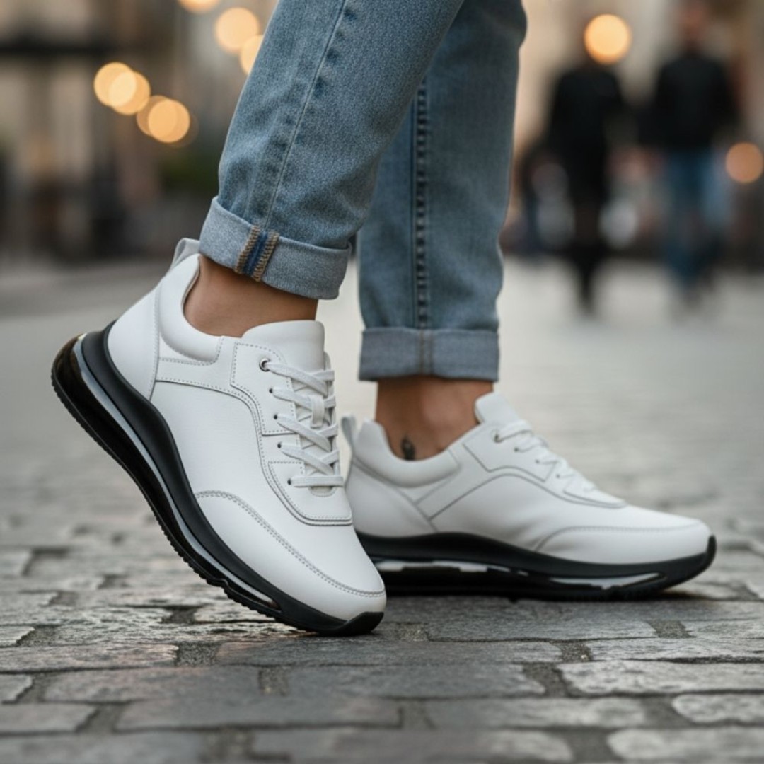 10000 Beyaz Cilt Hakiki Deri Erkek Sneakers