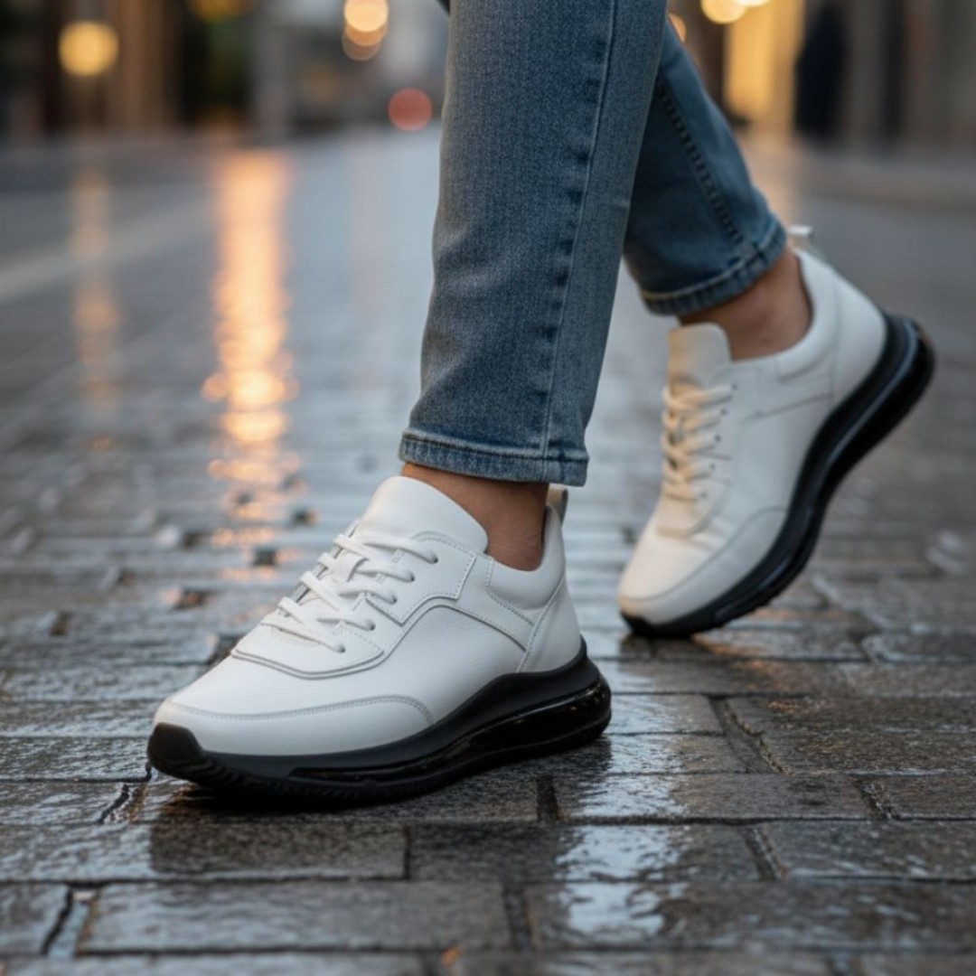 10000 Beyaz Cilt Hakiki Deri Erkek Sneakers