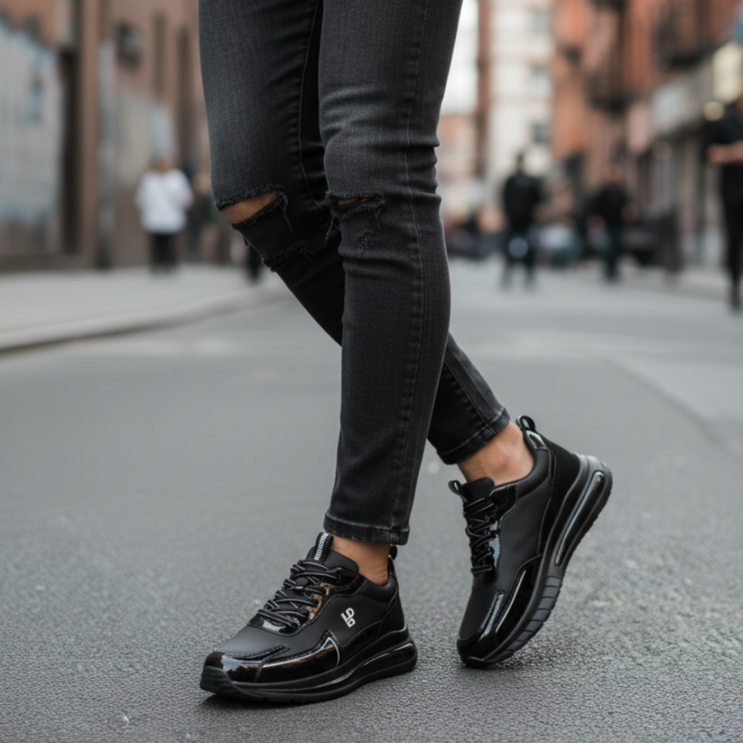 2037 Siyah Hakiki Deri Erkek Sneakers