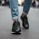 2025 Siyah Hakiki Deri Erkek Sneakers