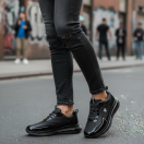 2037 Siyah Hakiki Deri Erkek Sneakers