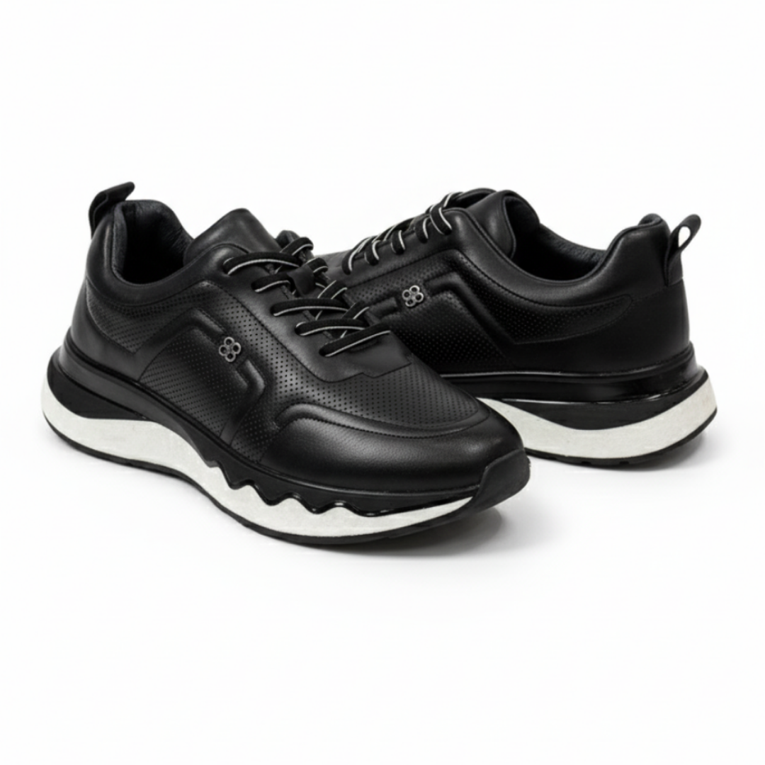 2025 Siyah Hakiki Deri Erkek Sneakers